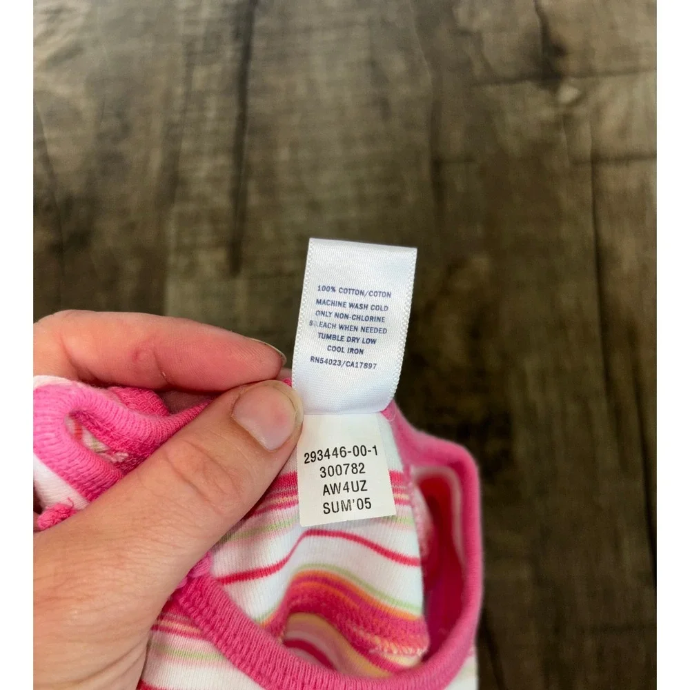 Vintage Y2K Old Navy‎ Baby Pink Orange Striped Sleeveless Bodysuit 18-24M 2005